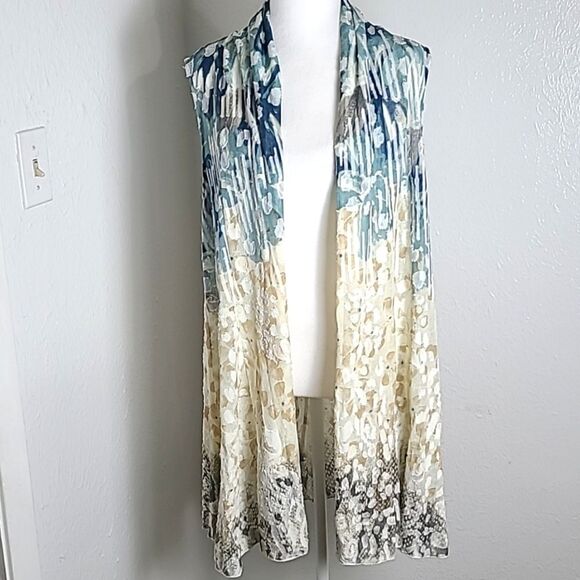Multiples Long Summer Sleeveless Multicolor Cardigan, Size Large - Picture 2 of 7